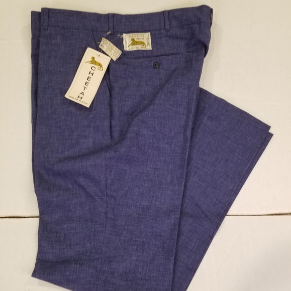 Cheetah Leisure Slacks Men's Size 38 Long Blue New With Tags Vintage - Picture 1 of 12